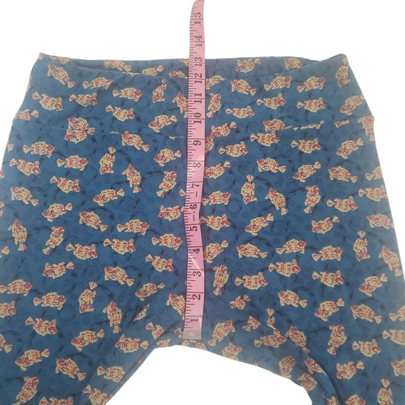 LuLaRoe Tall & Curvy Leggings Womens Blue Fish Pattern Ocean Stretch Pull On - Picture 8 of 10